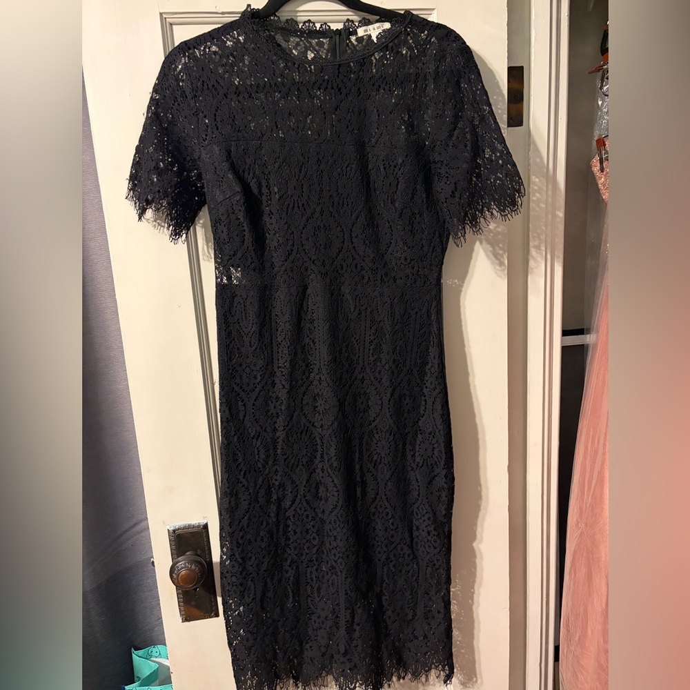 Miami Black Lace Midi Dress